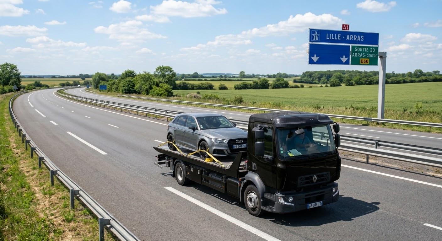 Photo réelle — Porte-voiture de notre partenaire logistique